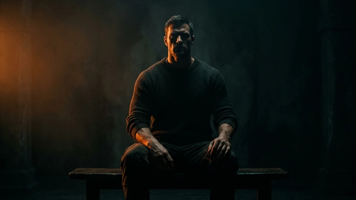 Strong male frame -- a man holding his frame under pressure